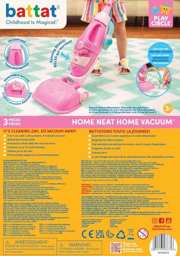 Battat- Play Circle- House Cleaning Set For Kids – Toy Vacuum – Hand Vacuum For Toddlers- Pretend Play – 3 years +