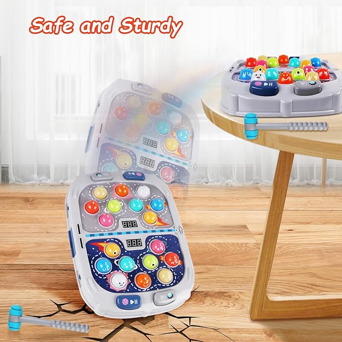 Hammer Mole Game for Toddler, Toys for 3-12 Year Old Boys and Girls, Kids Whack Pound Game,Gifts for 3 4 5 6+ Year Old Boys, Interactive Educational Toy with Sound and Light, PK Mode with 2 Hammers