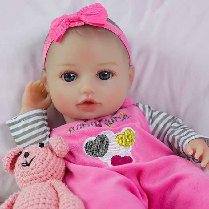 SCOM Baby Doll Girl - 16 inch Realistic Reborn Baby with Soft Cloth Body and Vinyl Limbs, Real Life Baby Dolls with Accessories for 3+ Year Old Gifts