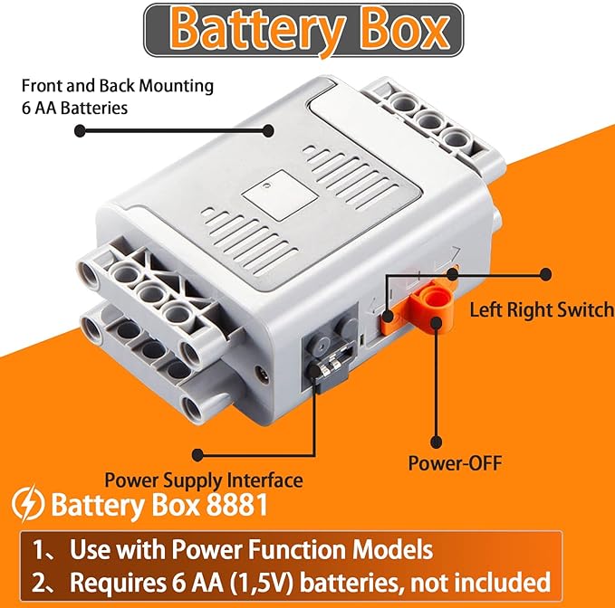 9-in-1 Motor Set Technic Motorized Kit Compatible with Lego: Power Function Battery Box, Technic Remote Control, Electric Motor, Engine Parts, Train Battery Pack, Remote Control (9 Sets)