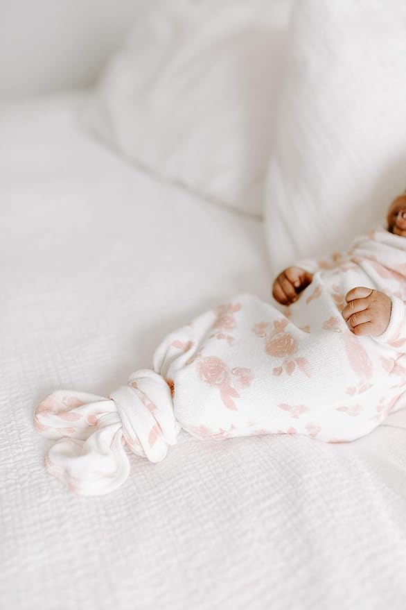 aden + anais Snuggle Knit Knotted Newborn Baby Gown & Hat Set, Rosettes
