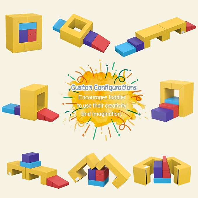 4 Piece Foam Climbing Blocks, Pu Leather Soft Play Large Baby Climbing Gym Indoor Climbing Toys for Toddlers 1-3 Inside
