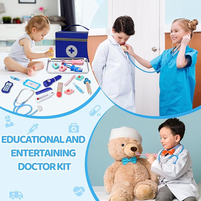 COSILY Doctor Kit for Kids, Doctor kit for Toddlers 3-5 , Pretend Playset for Toddlers with Medical Bag, Stethoscope and Other Accessories for Boys and Girls