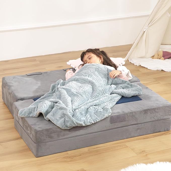 Kids Play Couch Foam Climbing Blocks for Toddlers Sofa Convertible Climbing Toy for Creative Child Girls and Boys Climber Playroom Furniture (Grey)