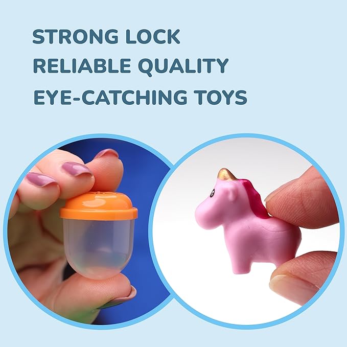 Entervending Unicorn Mini Toys in Capsules - 250 Pcs of 1.1 Inch Acorn Capsules and Unicorn Toy for Kids - Plastic Capsules for Toys Bulk – Mini Unicorn Toys - Classroom Prizes Easter Egg Stuffers