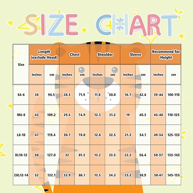 Sincere Party Tiger Onesie Novelty Tiger Jumpuit with EMB Face Costume for Kids M(6-8)