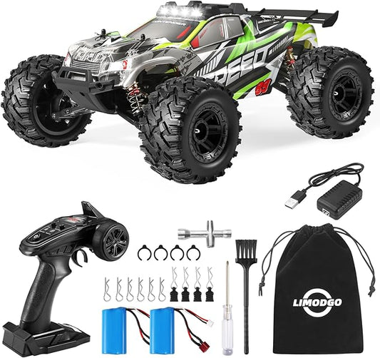 1:10 Large Brush RC Car for Adults, Fast Remote Control Car, Rc Truck 28+MPH, All Terrain 2.4Ghz Electric Hobby Grade Rc Cars, 4WD Off Road Monster Truck for Adults - Olive Green