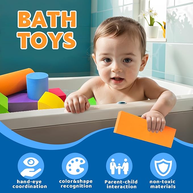 Large Foam Blocks for Toddlers 2-4 Years, Big Building Blocks Set, Soft Stacking Blocks, Education & Learning Montessori Toys for 18+ Month Old Boys&Girls (61PCS)