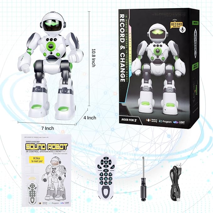 Robot Toys Gift for Kids: Remote Control Robot Programmable with Record Voice Music Dancing Gesture Control, for Toddler Boys and Girls