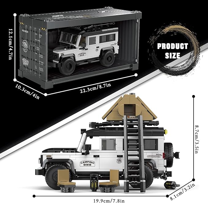 Off-Road Vehicles Car Building Toy with Collectible Storage Box(676 Pcs) 1:32 Model,Compatible with Adult Collectible Model Cars Kits to Build for Ages 8-16 Boys Kids Hobbyist&Collector