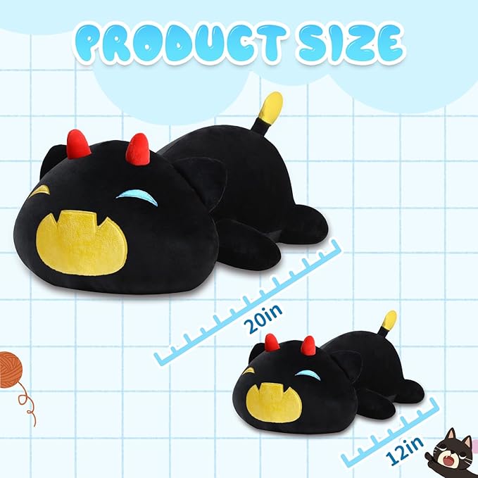 Black Cat Plush Pillow Cute Soft Pumpkin Cat Plush Toy Stuffed Animals Kitten Plushie Doll Great Gift for Kids and Adult Birthday Christmas Valentines, 12", Yellow
