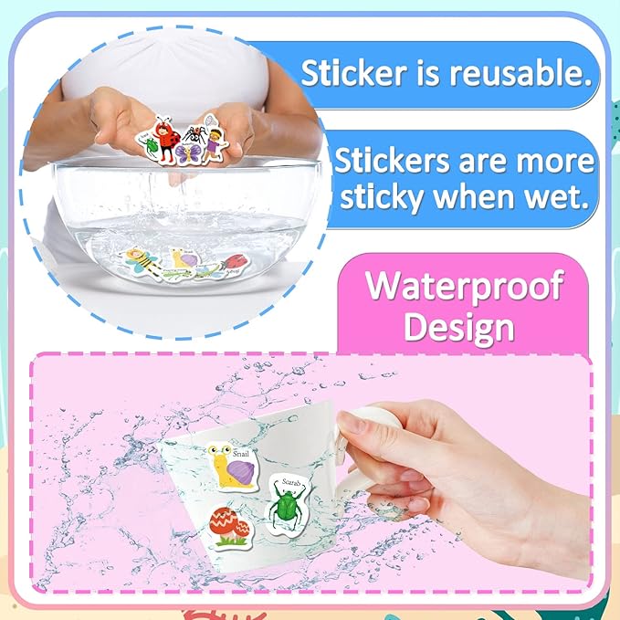 Reusable Sticker Books for Kids, 3 Sets Jelly Quiet Book, 126 Pcs Restickable Stickers for Kids, Preschool Learning Activities for Toddler Airplane Travel Essentials for Girls Boys 2-6 Year