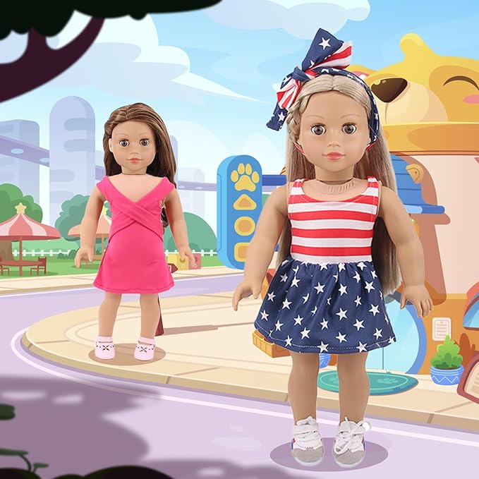 UNICORN ELEMENT 10 Sets American Doll Clothes Gift for 18 Inch Doll Clothes and Accessories Includeding 17 PCS Items Fit for 18 Inch Girl Doll