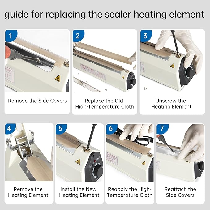 Impulse Heat Sealer, Heavy Duty Sealing Machine with Extra 2 Replacements(white, 32inch)