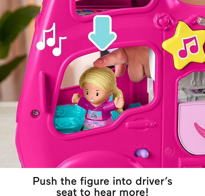 Fisher-Price Little People Toddler Toy Barbie Dreamcamper RV Playset with Music Lights & Figures for Pretend Play Kids Ages 18+ Months