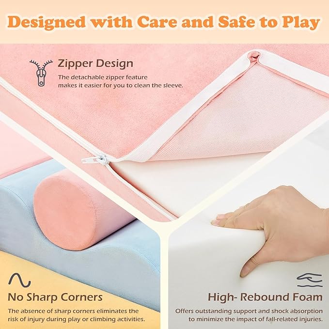 Climbing Toys for Toddlers, Toddler Climbing Toys Indoor, 7-Piece Soft Foam Climb Blocks Set, Toddler Playtime Corner Climber Indoor Foam Play Gym for Crawling and Sliding