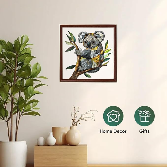 Wooden Puzzles for Adults, Koala Jigsaw Puzzles 200 Pieces, Unique Shaped Puzzle for Adults and Kids, Christmas Birthday Gift Family Game 12.4 x 12.6 Inch