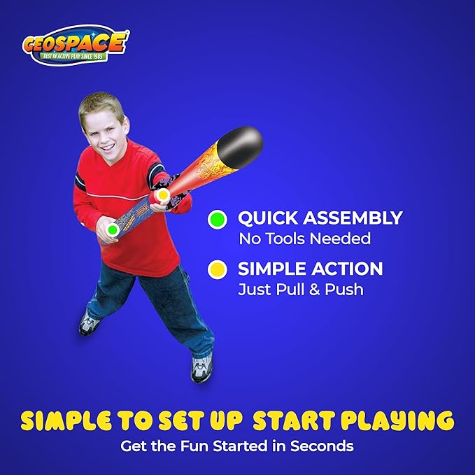 Geospace Hand Held Pump Rocket SR. Size (Single Pump) – Flying Foam Rockets Outdoor Toys for Kids, Boys & Girls – 36" Rocket Set – Hand Stomper Rockets Toy - Cool Toys for Fun