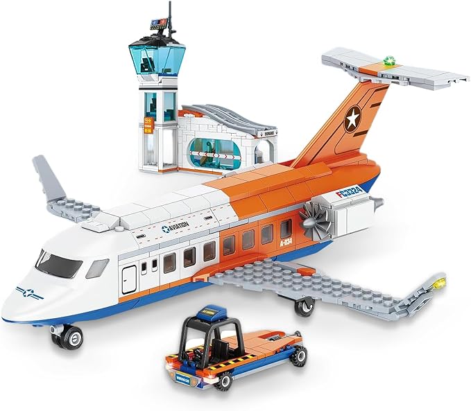 3 in 1 City Fire Station,Fire Engine Building Toy Set with Truck,Firehouse Headquarters,Brigade Rescue Plane Toy for Kids and Fans of Firefighter Toys, Fun Gift Idea.Comes with 4 Figures.