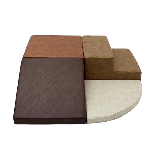 FDP Rustic Western Toddler Playtime Corner Climber, Distressed Faux Hide Leather, Indoor Active Play Structure for Toddlers and Kids, Safe Soft Foam for Crawling and Sliding (4-Piece Set), 11619-DA