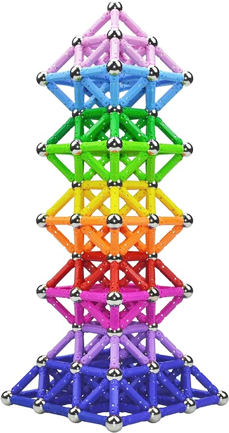 210Pcs Magnetic Building Sticks Blocks, Magnet Educational Toys STEM Toys Learning for Kids, 3D Construction Building Toy with Storage Bag