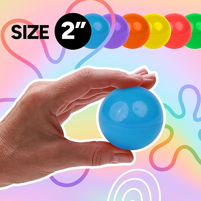 Entervending Empty Colored Round Capsules 2 inch 50 pcs Bulk 7 Colors Capsule for Gumball Machines Plastic Containers 50 mm