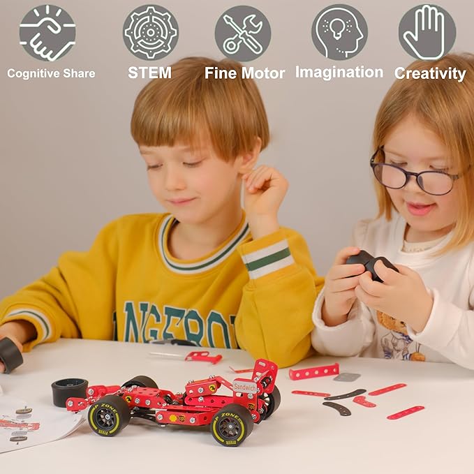 STEM Model Car Building Kit - DIY Science Projects Toys for Kids Ages 8-12-16, Fun Assembly Erector Toys Sets Model Car Birthday Gift for Kids Girls Boys 8 9 10 11 12 Years Old