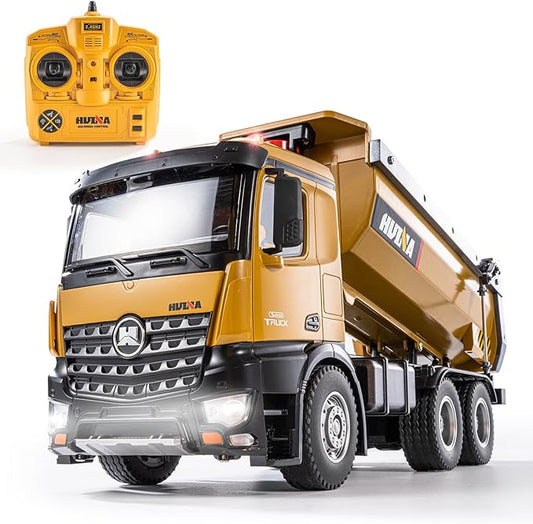 RC Dump Truck Toy, 10CH Remote Control Dump Truck for Boys, Heavy Duty Metal Construction Vehicles, 7KG+ Load Capacity, Birthday Gifts Ideas for Kids Adults, 1/14 Scale Trucks (with Gift)