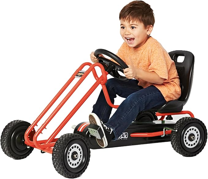 hauck Kids Pedal Go Kart, 4 Wheel Bike Cart, Ages 4-8, Lightning Ride, Orange