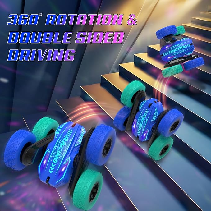Remote Control Car for Boys 4-7, RC Car for Kids, 360° Stunt Rotating Double-Sided Race Remote Cars with Headlights, Fun Toys Christmas Birthday Gifts for 4-7 8-12 Years Old Boys Girls