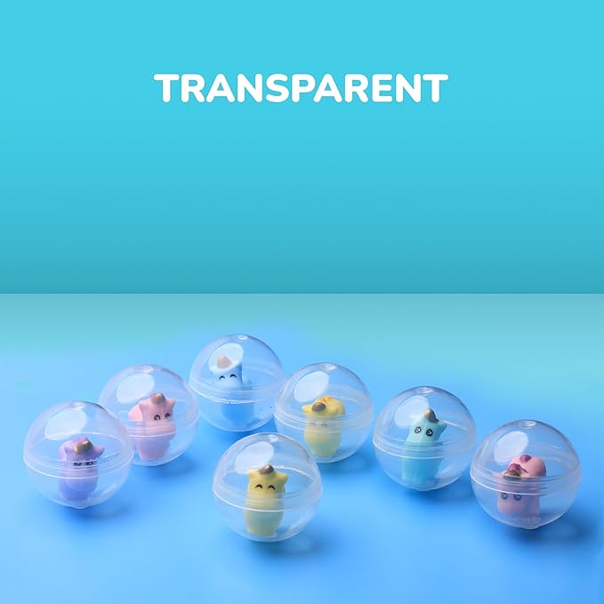 Capsule Vending Machine Round 250 pcs 1.26 inch - Gumball Machine Capsules Bulk Clear Container - Easter Basket Stuffers Birthday Gifts Pinata Stuffers DIY Craft Supplies - Clear Capsules Empty