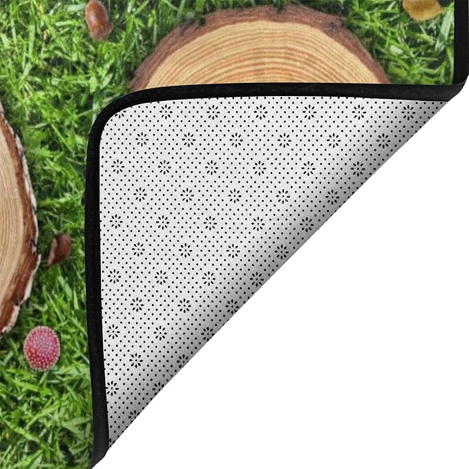 Kids Rug, Classroom Carpets Playmat Rugs - 5x7 Ft Kids Carpet with Rubber Backing, Green Grass Tree Stump Classroom Seating Rug Play Mat Nursery Rugs for Children Bedroom Playroom Elementary -Seats 12