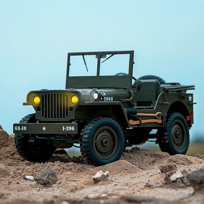 Remote Control Car, 2.4Ghz 4WD Off Road RC Jeep Rock Crawler Vehicle with Linked Lights, 1:10 Scales All Terrain Remote Control Trucks RTR Hobby RC Car for Kids Adults