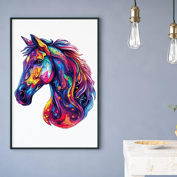Horse Head Wooden Puzzle for Adults, Horse Wooden Jigsaw Puzzles(15.8 * 18.3in-500pcs), Unique Shape Animal Adult Puzzles,Irregular Wood Puzzles Best Gift for Adults and Kids Family Game