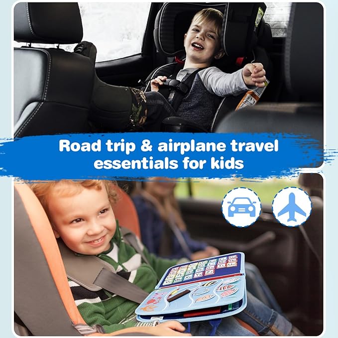 Busy Board Montessori Baby Toys for 1 2 3 4 Year Old Boys Girls Gifts, Sensory Toy for Toddlers 1-3, Educational Activities Travel Toy for Airplane Car, Busy Book for Learning Fine Motor Skills