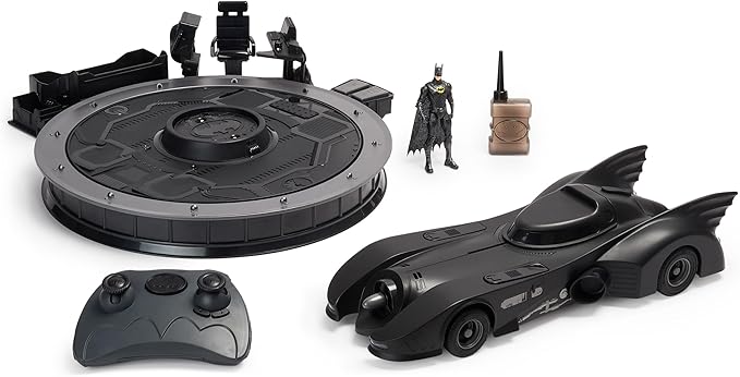 DC Comics, Official 1989 Batmobile RC, Exclusive Batman Figure, Limited Edition Collector's Item, Smoke Effects, Batcave Chargeable Base, Ages 14+
