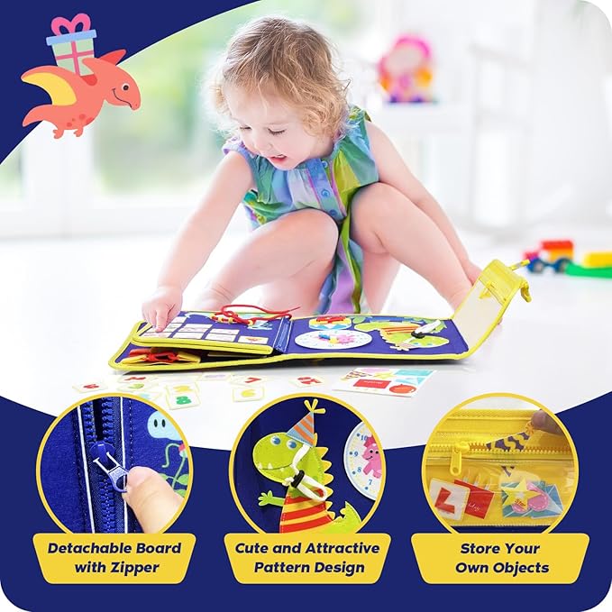 INKLAB Backpack Busy Board, Busy Book for Toddlers 1-3, Toddler Busy Board Ages 1 2 3, Montessori Busy Board for Toddlers 3+, Preschool Learning Activities, Birthday Gifts for Girls
