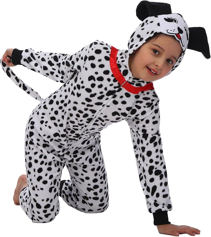 Sincere Party Dalmatians Onesie Costume for Kids,Made of Fleece Spotted Dog Onesie Dress Up S(4-6)