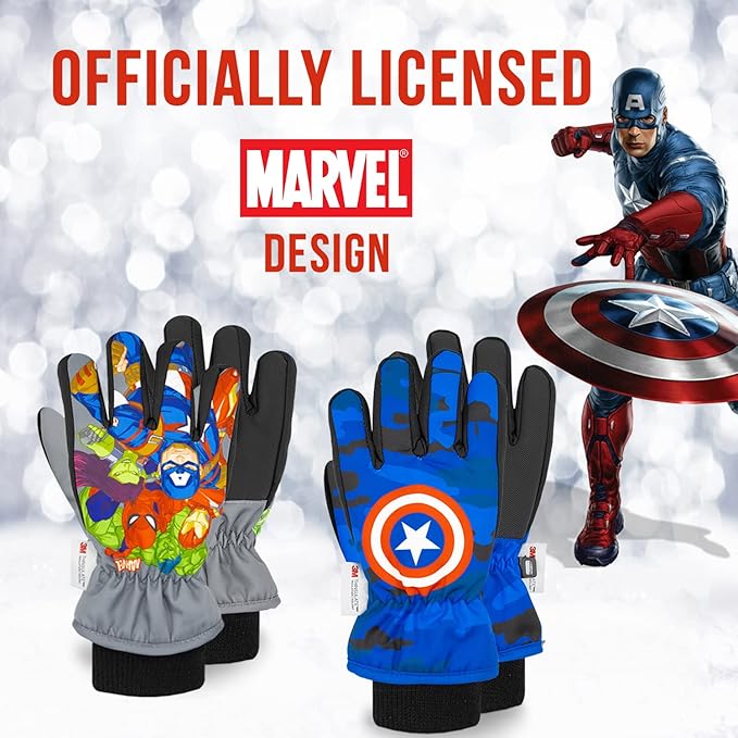 Spiderman Snow Gloves for Kids, Spider Man Toddler Gloves, 3M Thinsulate Waterproof Mittens, Kids Winter gloves