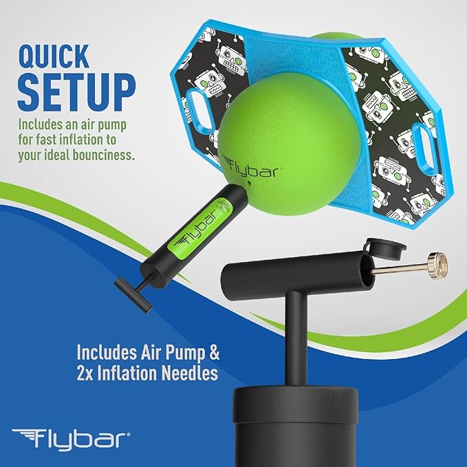 Flybar Pogo Trick Ball for Kids, Bounce Board for Boys and Girls Ages 6+, Up to 160 lbs, Includes Pump, Easy to Carry Handle, Durable Plastic Deck Indoor, Outdoor Toy Pogo Jumper,