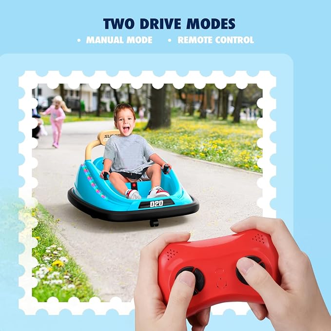 Bumper car, 12V Electric Kids-Bumper car Ride Toys with Remote and Music Function, Perfect Kids Gifts Baby Bumper car for Toddlers Ages 1-6 for Birthday, Children's Day, and Christmas,Red