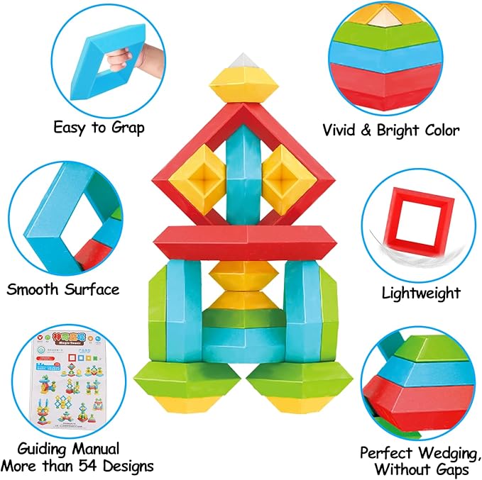 Tsomtto Montessori Toys for 1 2 3 4 5 Year Old Boys Girls Toddler 1-3 Preschool Learning Activities 30 Pcs Stacking Building Blocks STEM Stackable Educational Sensory Gifts for Kids Age 1-2 2-4