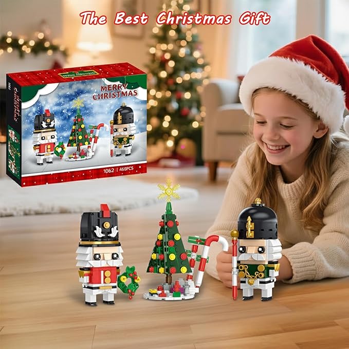 Christmas Nutcracker Building Sets Compatible with Lego for Adults,with Christmas Tree, Wreath, Cane,Christmas Decoration for Home,Xmas Ornament Building Toy Gifts 468 pcs