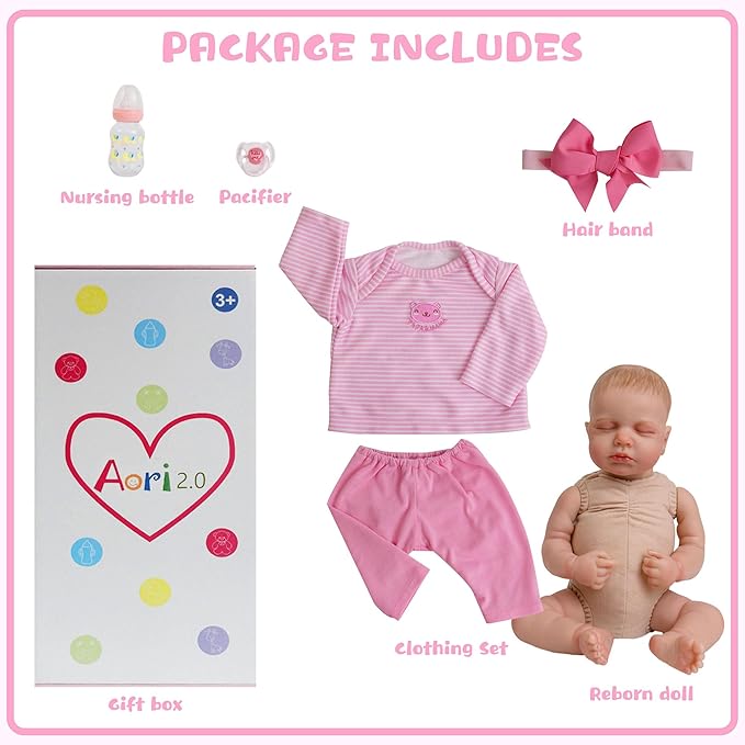 Lifelike Reborn Baby Dolls - 20-Inch Sweet Smile Real Life Realistic-Newborn Sleeping Baby Girl with Toy Accessories Gift Set for Kids Age 3+