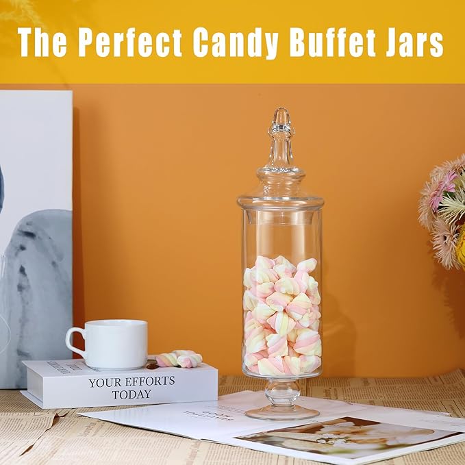 Apothecary Jars Glass Decorative Candy Jars,Candy Buffet Display, Elegant Storage Jar, Decorative Wedding Candy Organizer Canisters with Lids