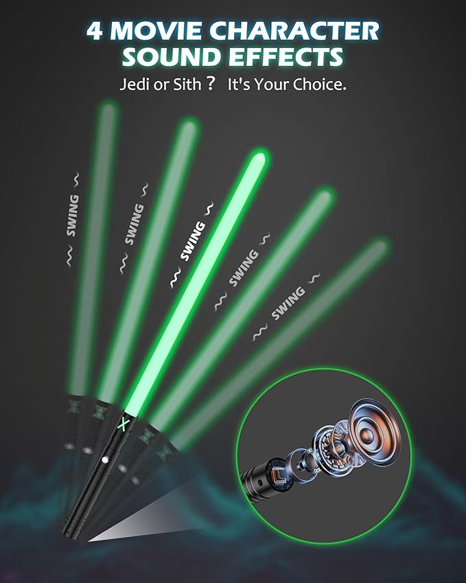 Lightsaber for Dueling 2 Packs Light Sabers with 4 Character Sound Font 12 RGB Colors 2 in 1 Real Lightsabers Toys for Kids/Adult Birthday Gift T029
