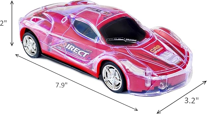 Haktoys Remote Control Sports Car: Radio Control Racing Toy Vehicle with LED Flashing Lights - Great Gift for Kids, Boys and Girls (Red)
