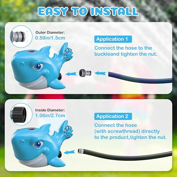 Splash Baseball Outdoor Water Toy, 3-in-1 Whale Sprinkler Set, DIY Assembly Kids Game
