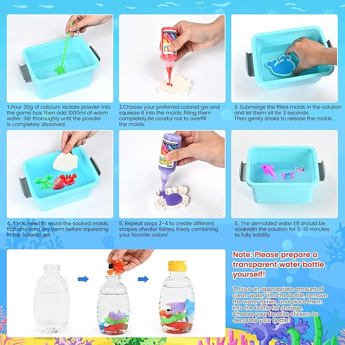 Magic Toy Water Toy Elf Toy Kit, Aqua Toy Fairy Water Gel Kit Creative Magic Toy Water Creation kit, 12 Magic Gels, Arts & Crafts DIY STEM Kits Children's DIY (12 Colors)