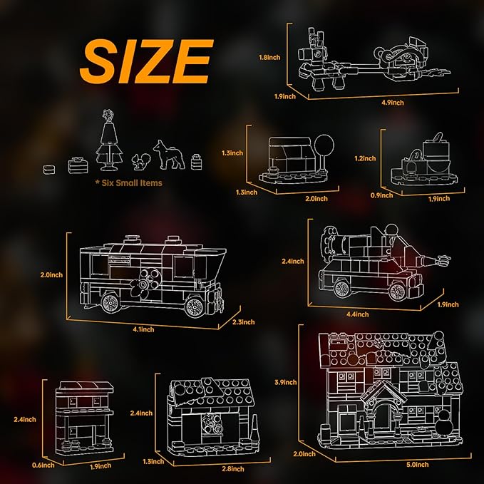 Advent Calendar 2025 Christmas Holiday Xmas Countdown Calendar Gifts for Kids Ages 6+, 24 Surprises Festive Decor with Houses, RV, Car, Sledge... Compatible with Lego Gifts for Fans, Adult, Boys and Girls